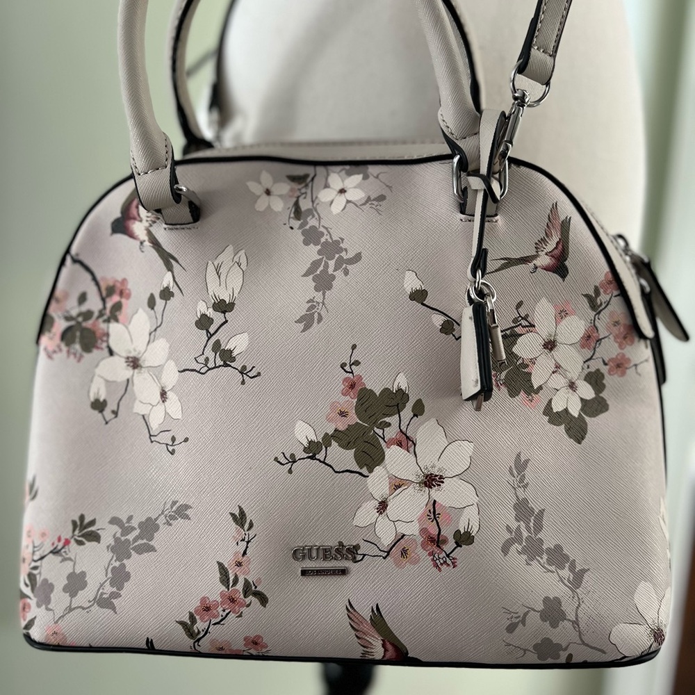 Guess Neutral Midge Floral Dome Satchel Crossbody